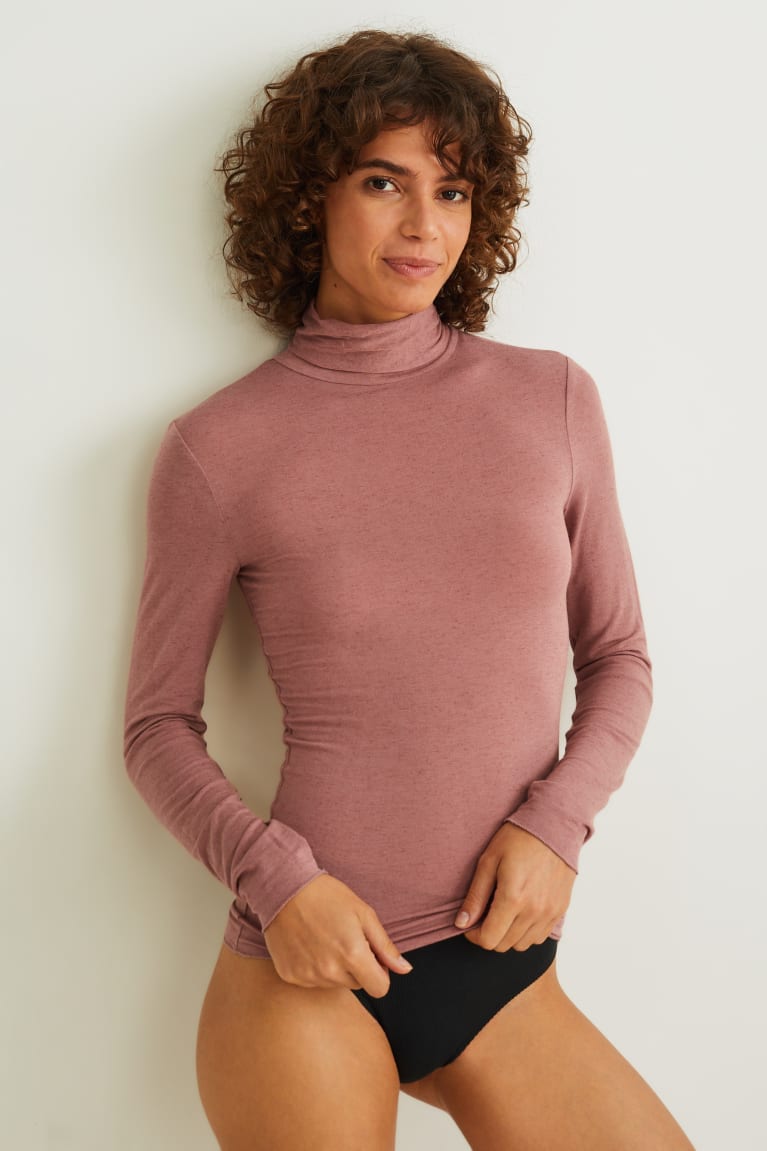 C&A Polo Neck Containing Cashmere Rosa Scuro | 9236-GUNJW