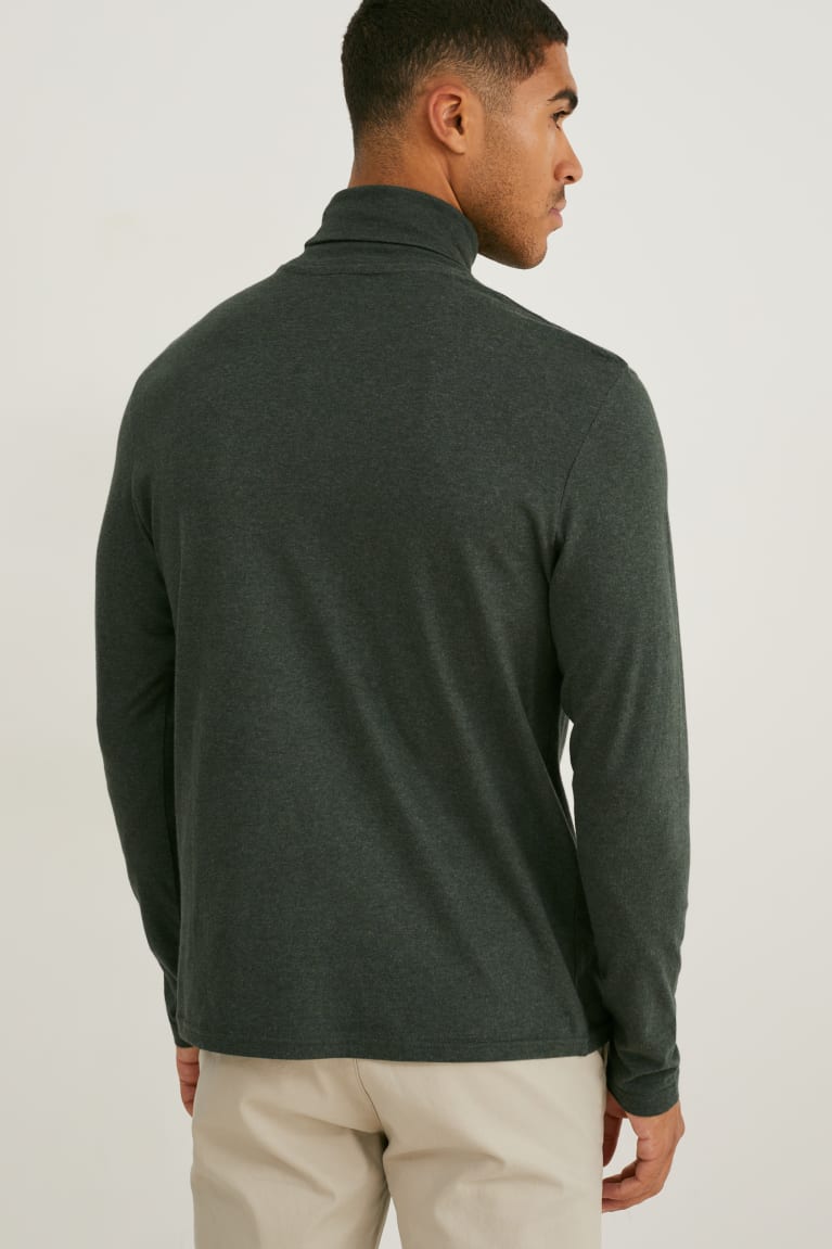 C&A Polo Neck Organic Cotone Verdi Scuro | 2567-KMGFN