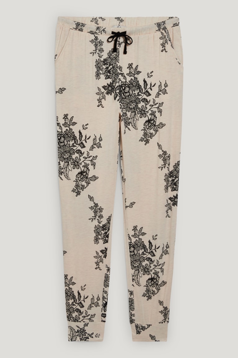 C&A Pyjama Bottoms Floral Beige | 9053-CTQMI