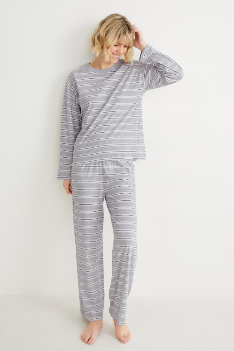 C&A Pyjamas A Strisce Grigie Chiaro | 7201-RGHFS