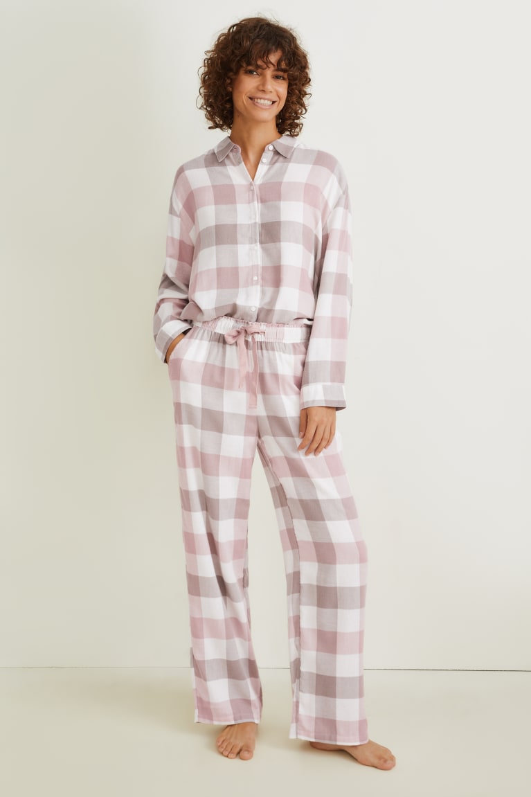 C&A Pyjamas Check Grigie Chiaro | 9821-JIXSB