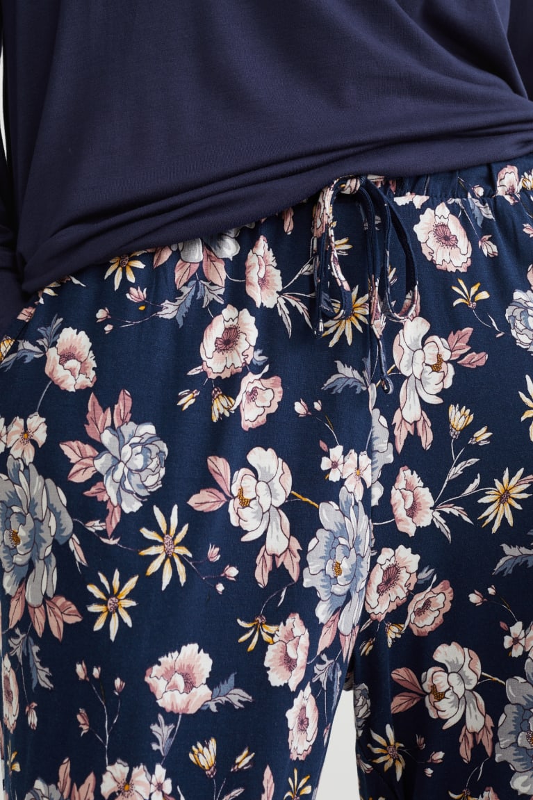 C&A Pyjamas Floral Blu Scuro | 8742-FHITK