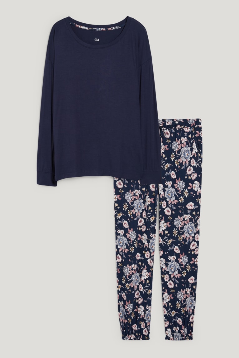 C&A Pyjamas Floral Blu Scuro | 8742-FHITK