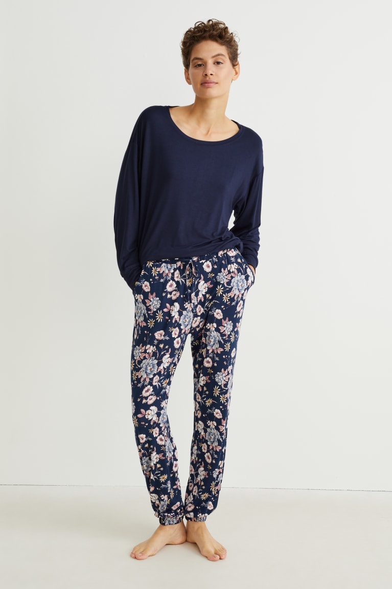 C&A Pyjamas Floral Blu Scuro | 8742-FHITK