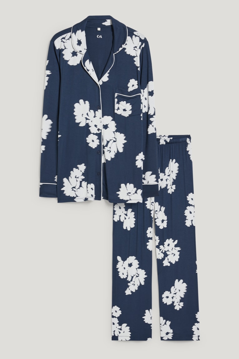 C&A Pyjamas Floral Blu Scuro | 9463-CYLAQ