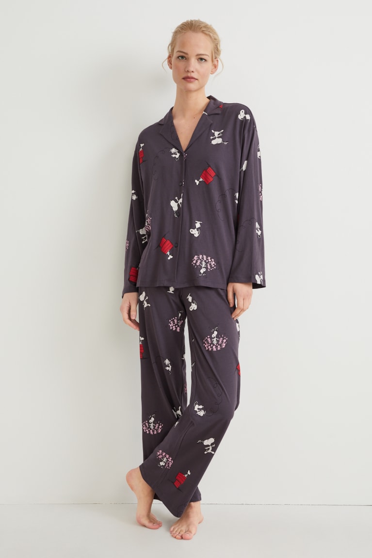 C&A Pyjamas Peanuts Grigie Scuro | 6845-WITNP