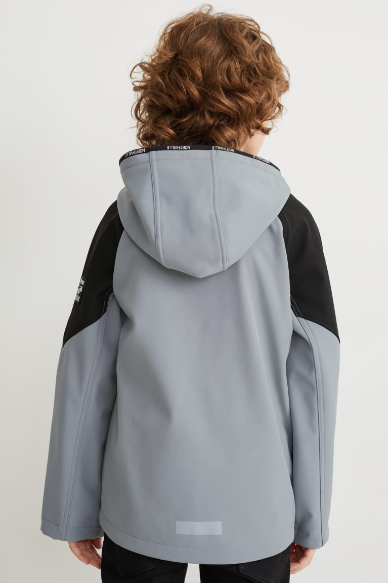 C&A Softshell With Hood Grigie Nere | 3701-IDRNA