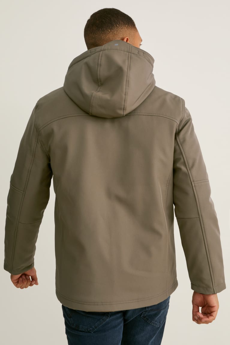 C&A Softshell With Hood Khaki | 9358-IHROK