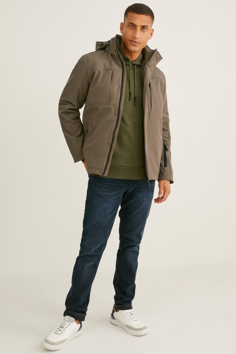 C&A Softshell With Hood Khaki | 9358-IHROK