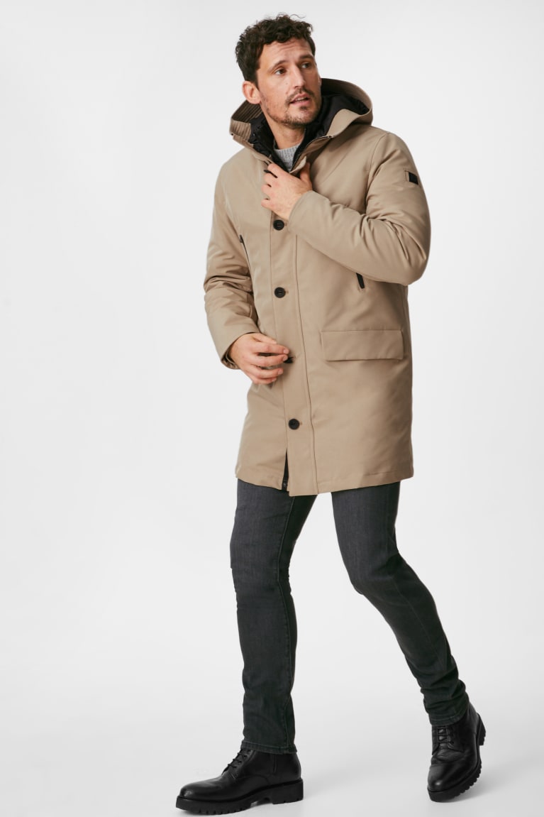 C&A Technical Parka With Hood Recycled Beige | 0341-LTUSX