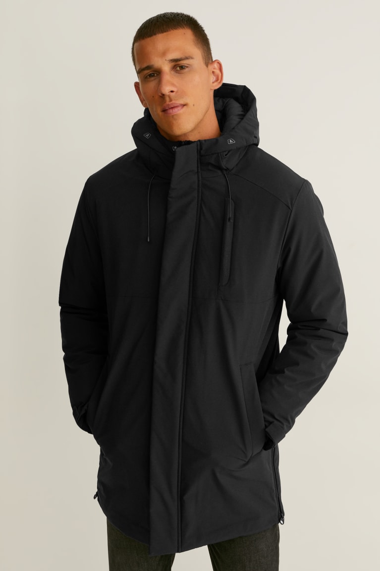 C&A Technical Parka With Hood Recycled Nere | 4583-TVGCM