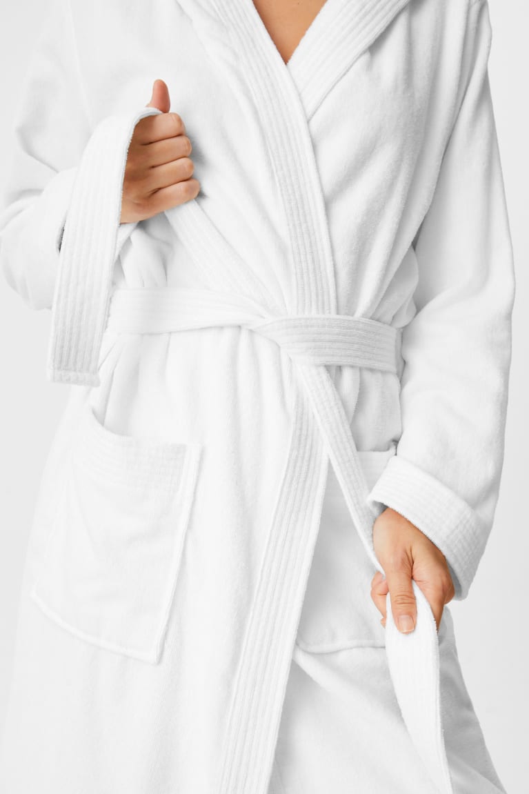 C&A Terry Bathrobe With Hood Bianche | 1023-RLGBD