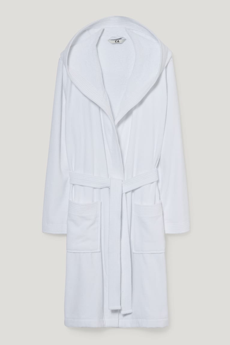 C&A Terry Bathrobe With Hood Bianche | 1023-RLGBD