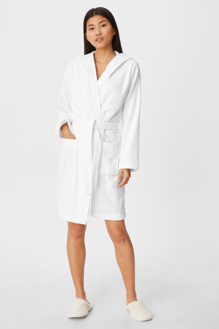 C&A Terry Bathrobe With Hood Bianche | 1023-RLGBD