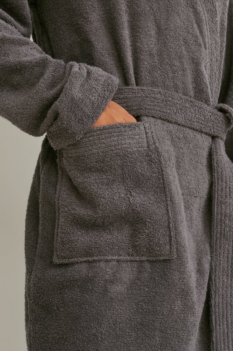 C&A Terry Cloth Bathrobe Organic Cotone Grigie Marroni | 8530-IJOFS