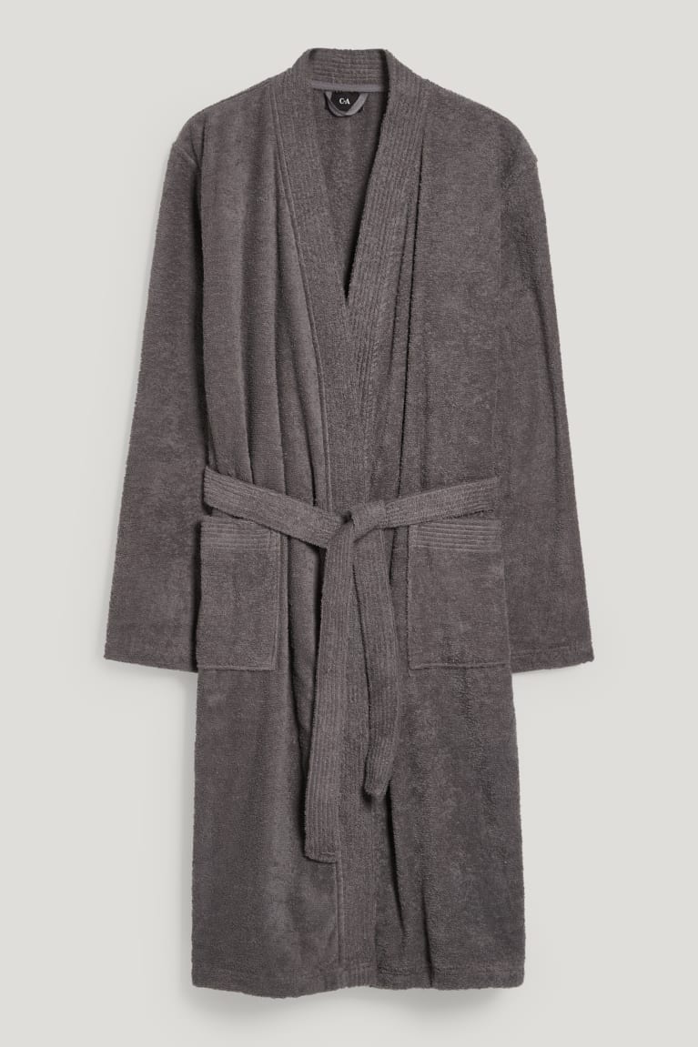 C&A Terry Cloth Bathrobe Organic Cotone Grigie Marroni | 8530-IJOFS