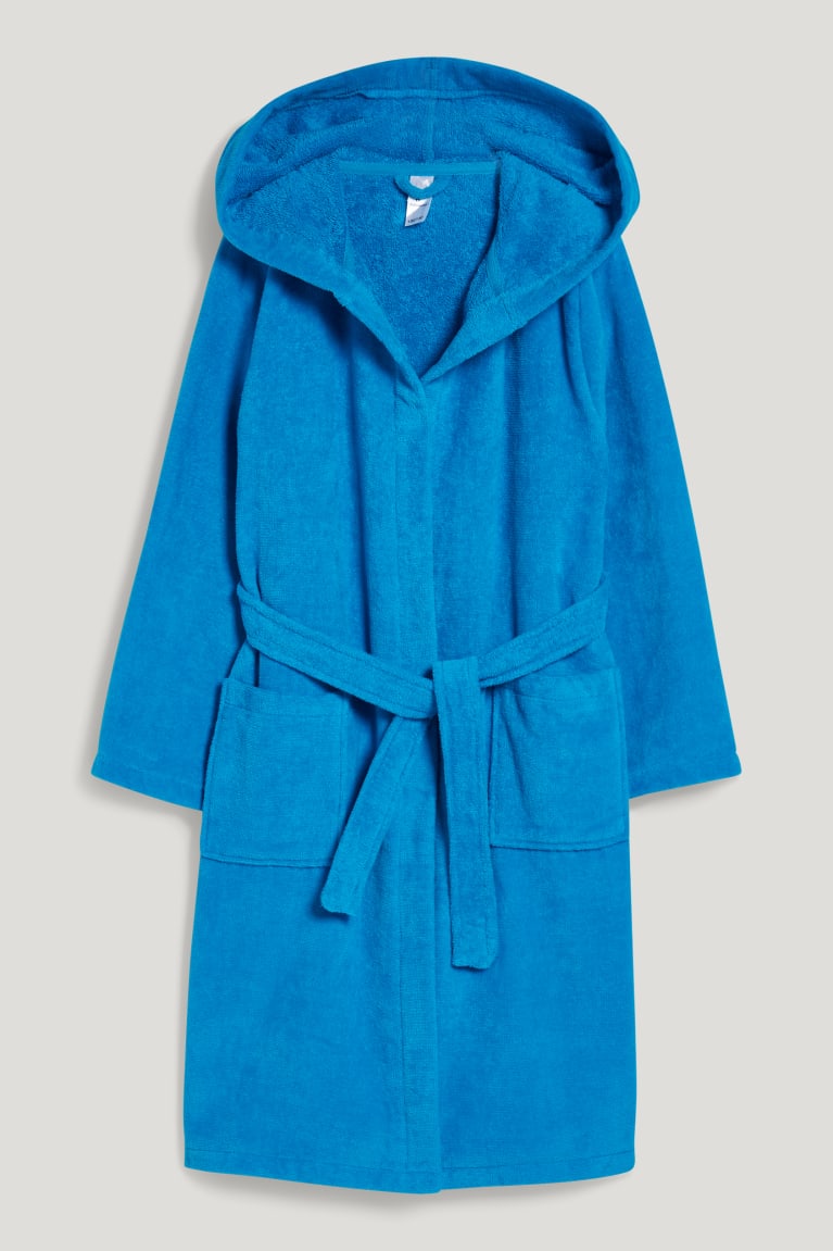 C&A Terry Cloth Bathrobe With Hood Organic Cotone Petrol | 1092-GBCQJ