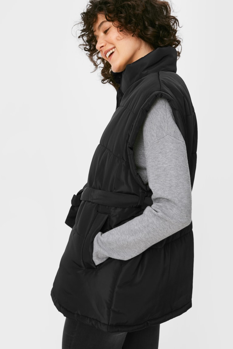 C&A Trapuntato Gilet Nere | 0349-OWMFN