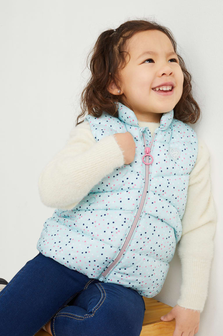 C&A Trapuntato Gilet Polka Dot Blu Chiaro | 2415-XEAYQ