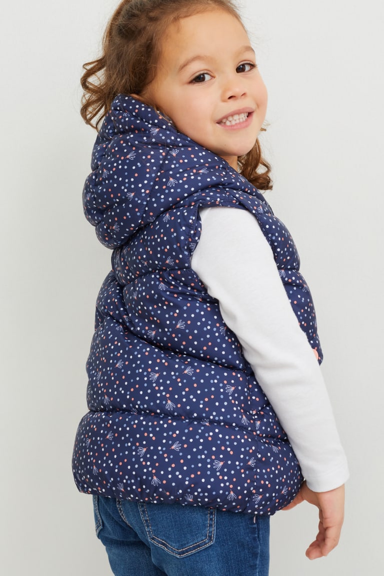 C&A Trapuntato Gilet With Hood Recycled Polka Dot Blu Scuro | 7523-IVWHA