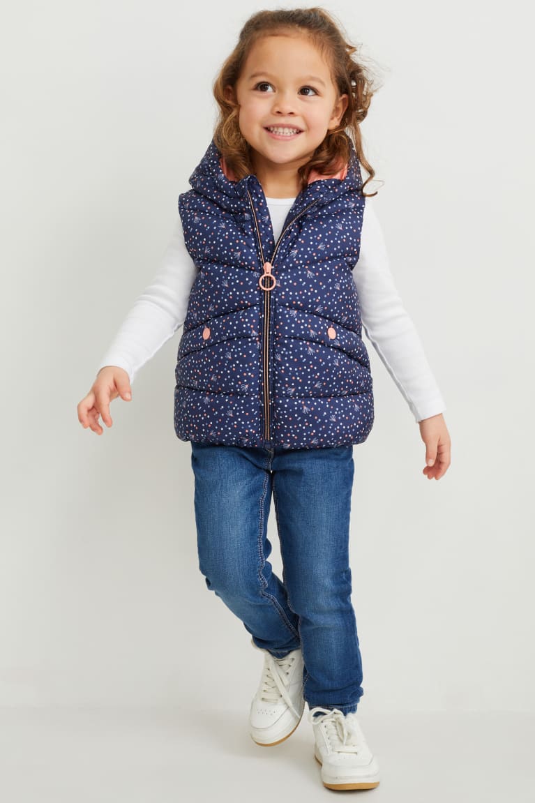 C&A Trapuntato Gilet With Hood Recycled Polka Dot Blu Scuro | 7523-IVWHA