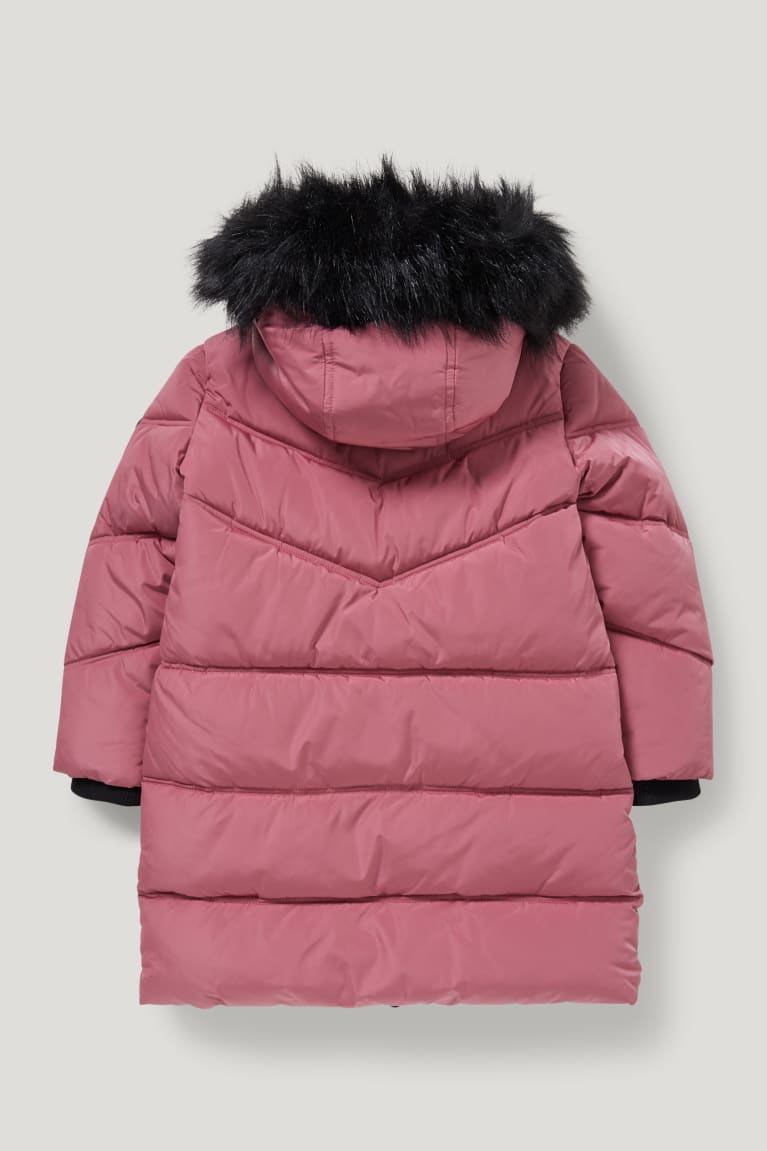 C&A Trapuntato With Hood And Faux Fur Trim Recycled Rosa | 9831-TOKEW