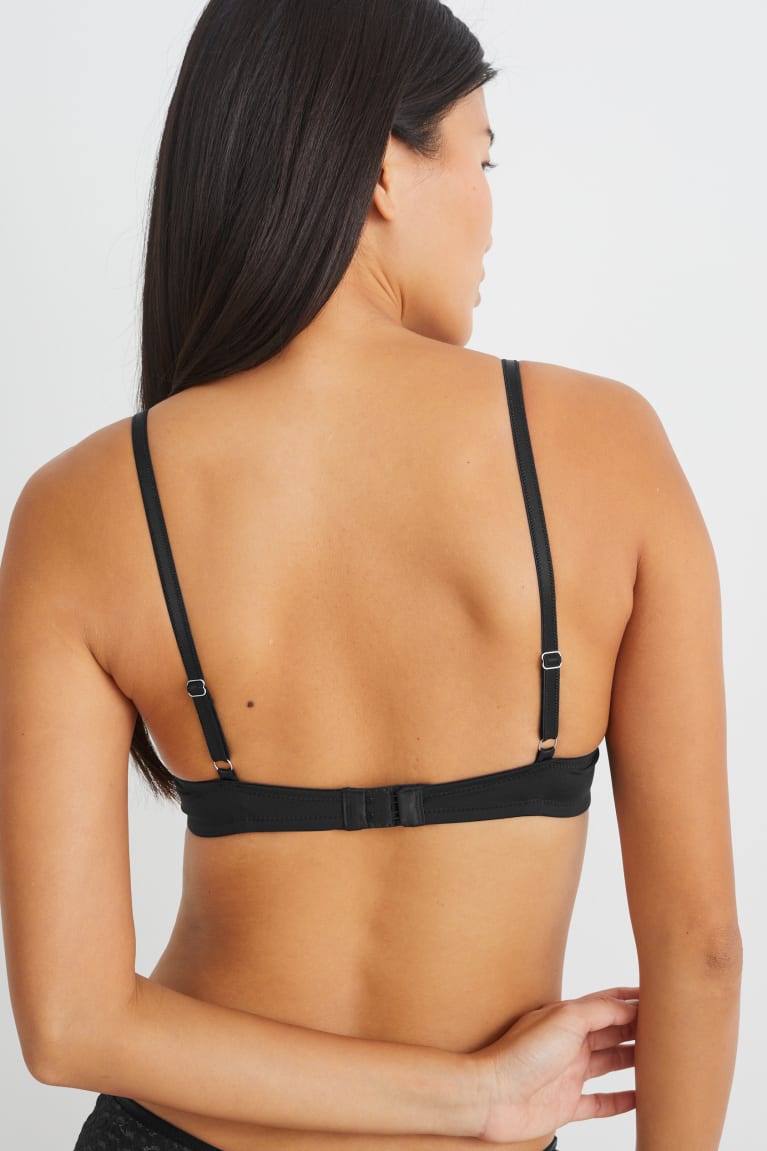 C&A Underwire Bra Plunge Imbottito Push-up Nere | 8354-LYXQB