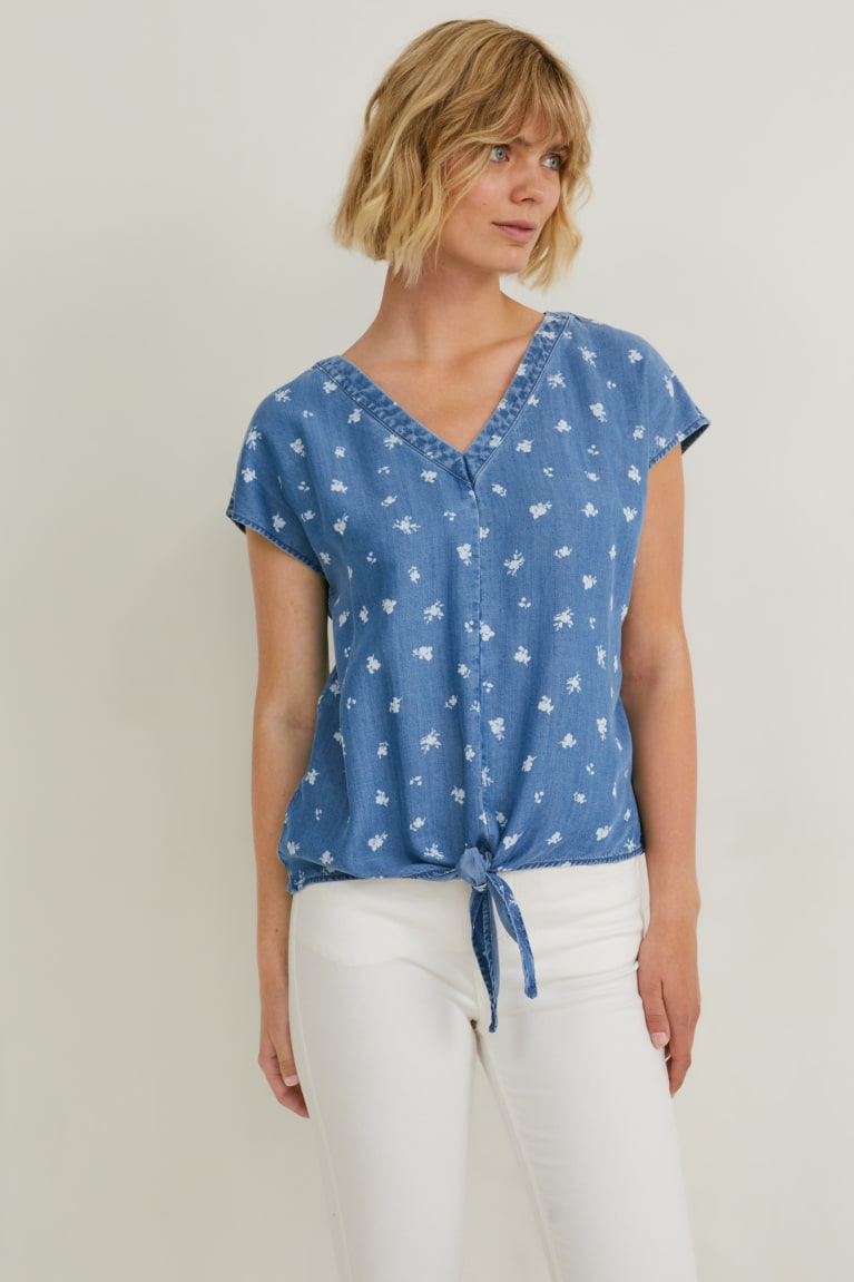 C&A With Knot Detail Tencel™ Floral Blu | 5318-AGUJT